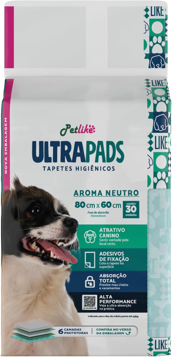 Petlike Ultrapads Tapete Higiênico Neutro 80 x 60 cm — 30 Unidades — foto 1