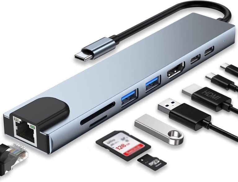 Hub USB-C 8 em 1 com HDMI VGA Ethernet e Leitor SD — foto 1