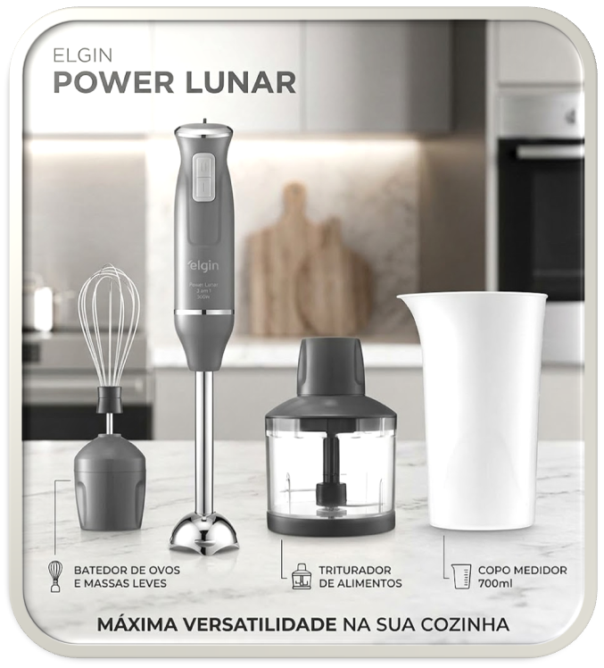Mixer Power Inox 3 em 1 600W Elgin Lunar 110V - Mixer, triturador e batedor