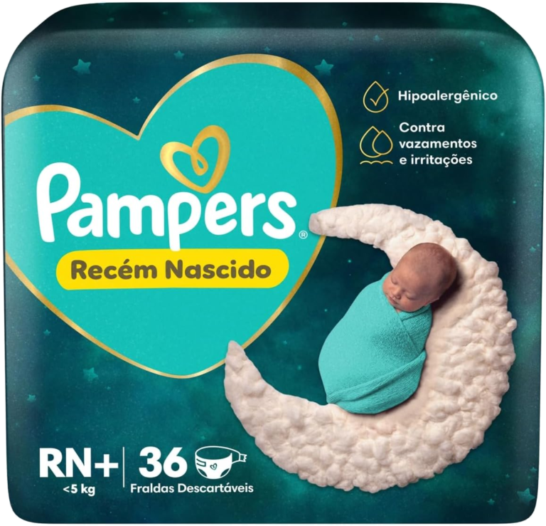 Fralda Pampers Recém-Nascido RN+ Até 5 kg — 36 Unidades